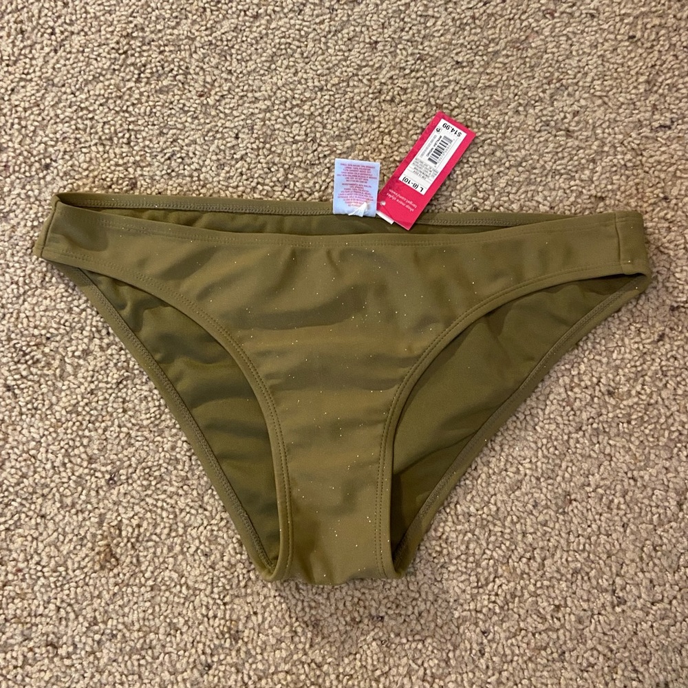 New sparkling green bikini bottoms.New with tags.Size:Large(8-10). Brand:Target